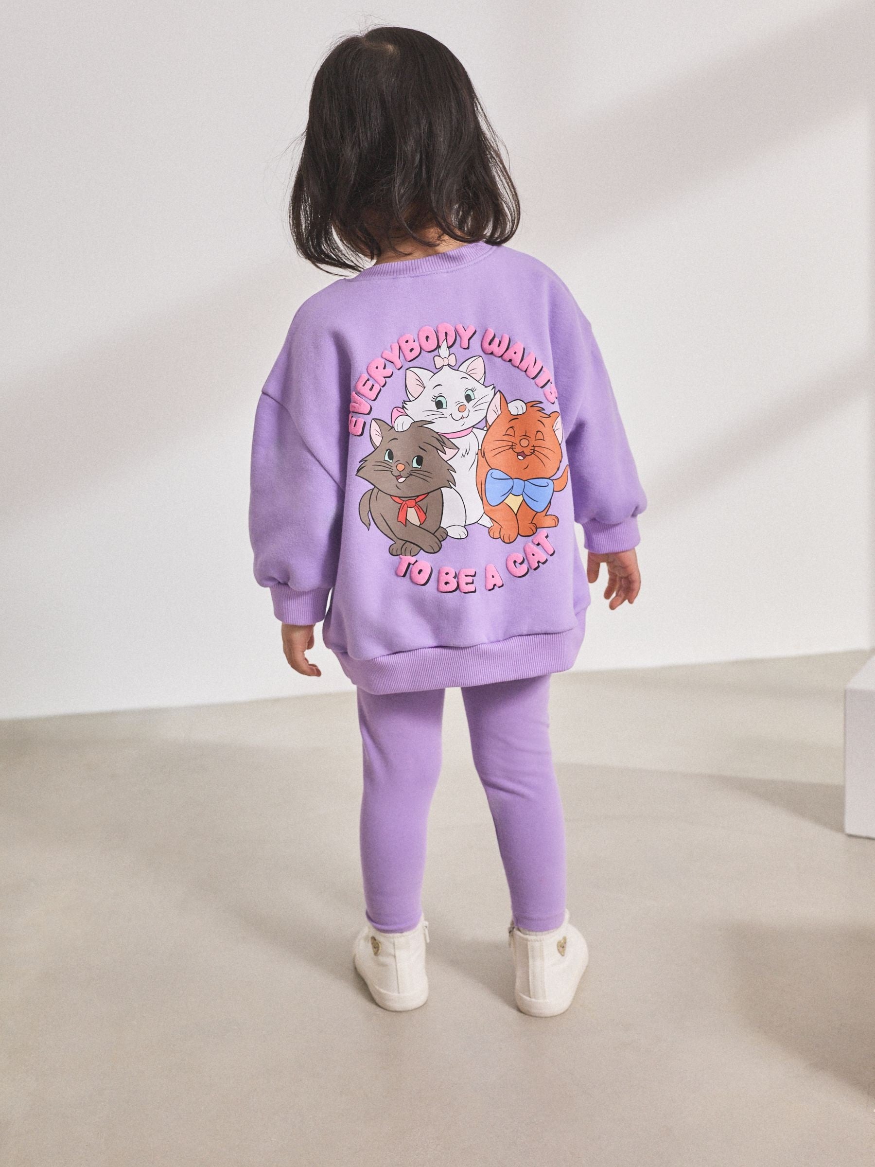 Lilac Purple Disney Aristocats Sweatshirt & Leggings Set (3mths-7yrs) image 1