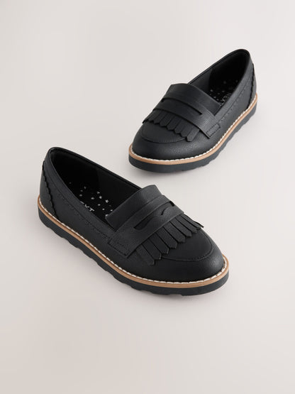 Black Wide Fit (G) School Loafers image 2
