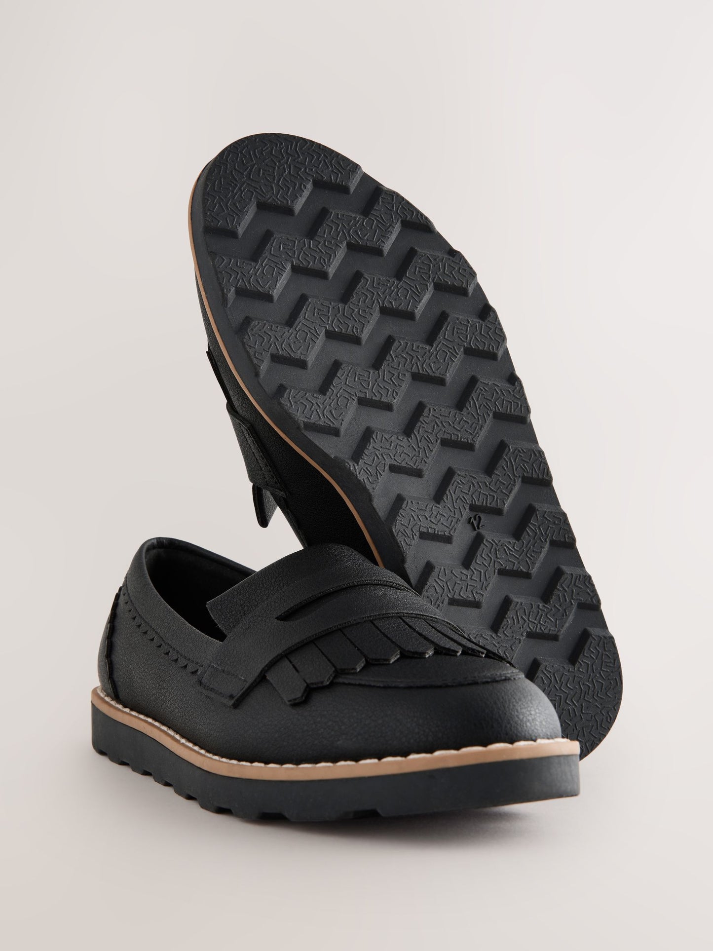 Black Wide Fit (G) School Loafers image 3