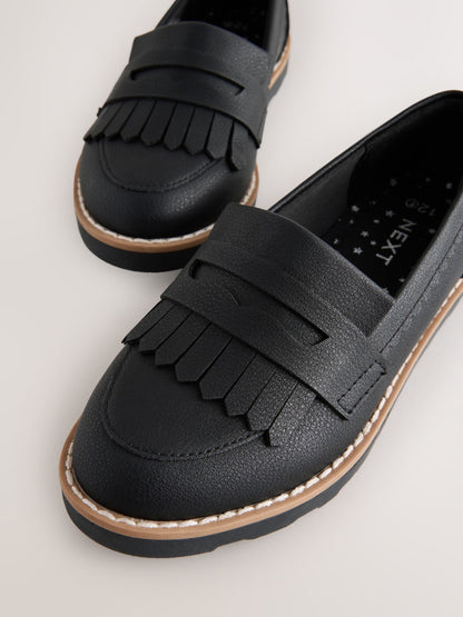 Black Wide Fit (G) School Loafers image 4