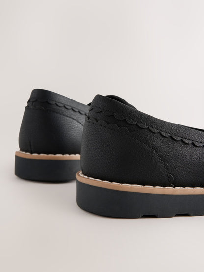 Black Wide Fit (G) School Loafers image 5