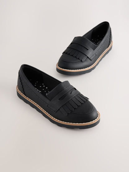 Black Narrow Fit (E) School Loafers image 1