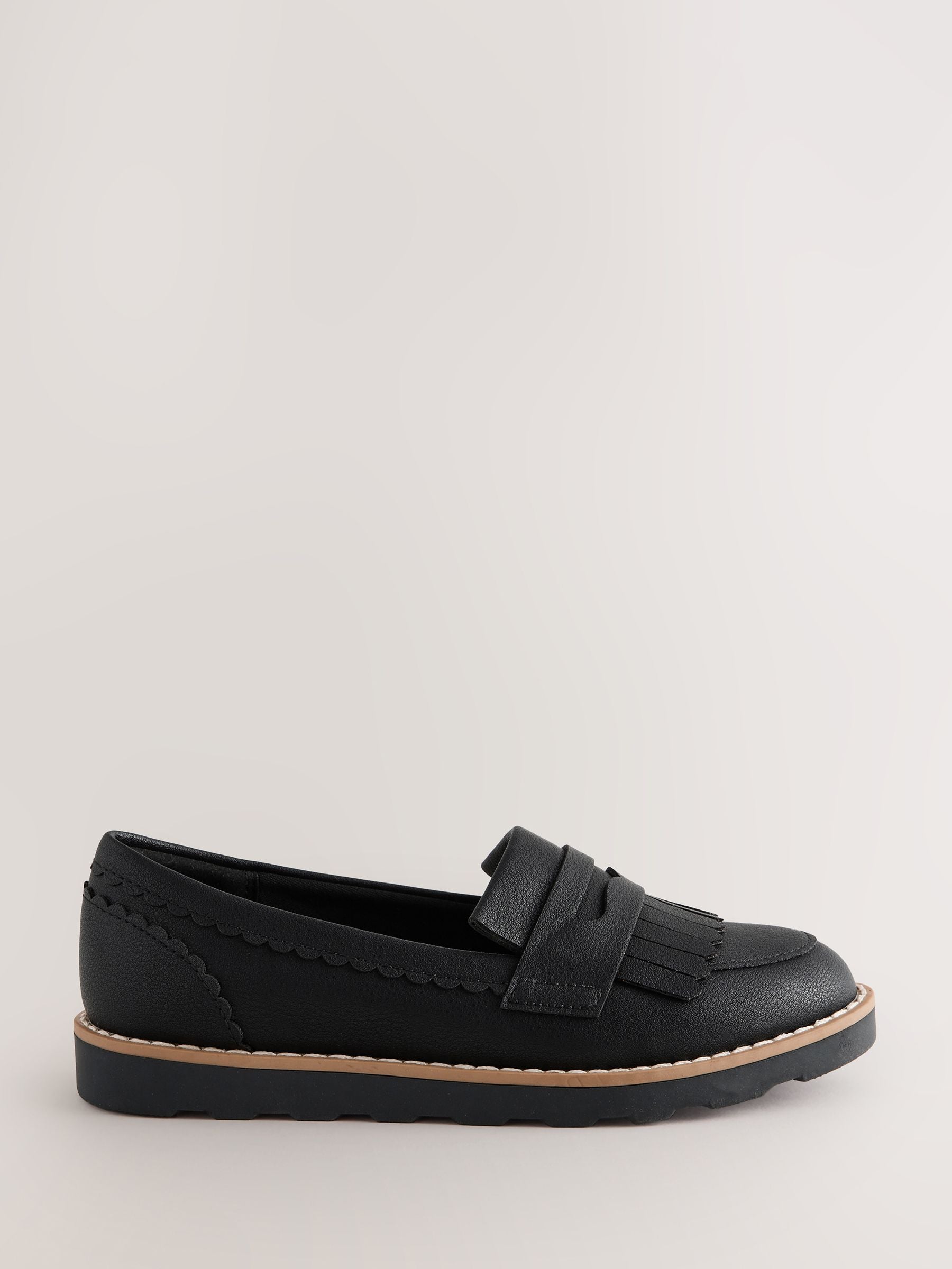 Black Narrow Fit (E) School Loafers image 2