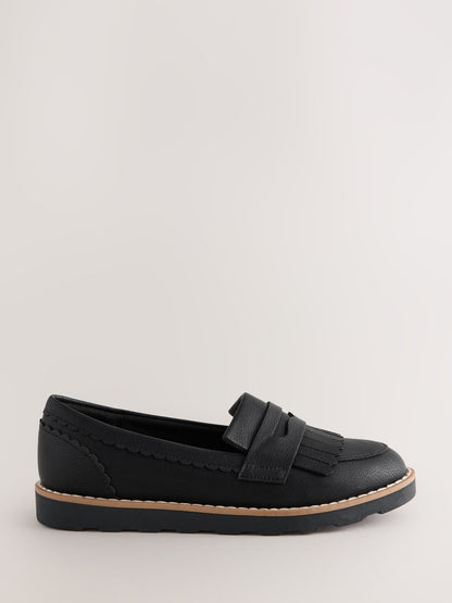 Black Narrow Fit (E) School Loafers image 2