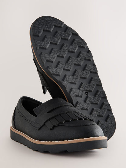 Black Narrow Fit (E) School Loafers image 3