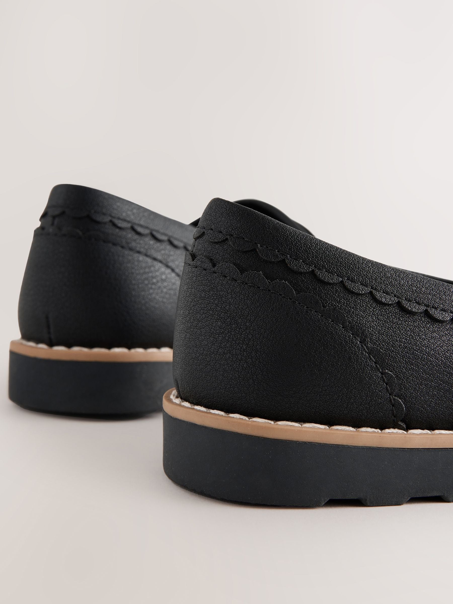 Black Narrow Fit (E) School Loafers image 4