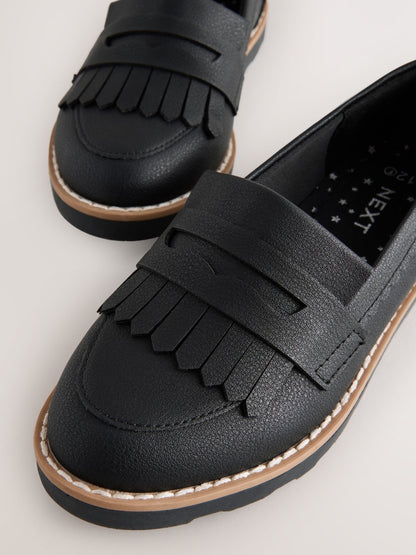 Black Narrow Fit (E) School Loafers image 5