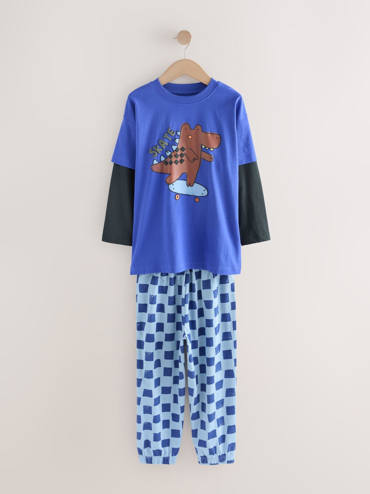Blue/Brown Dinosaur Oversized Pyjamas 3 Pack (9mths-10yrs) image 8