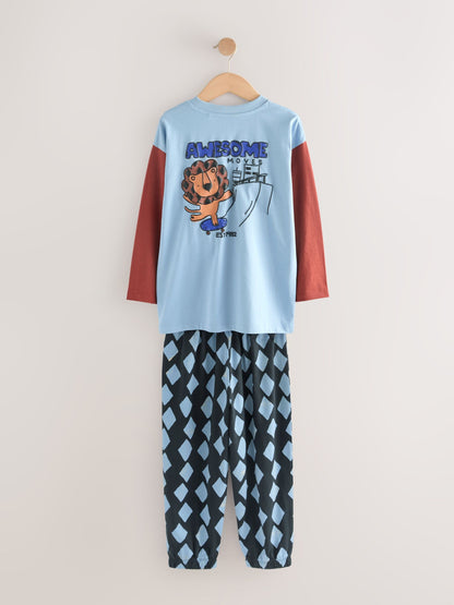 Blue/Brown Dinosaur Oversized Pyjamas 3 Pack (9mths-10yrs) image 9