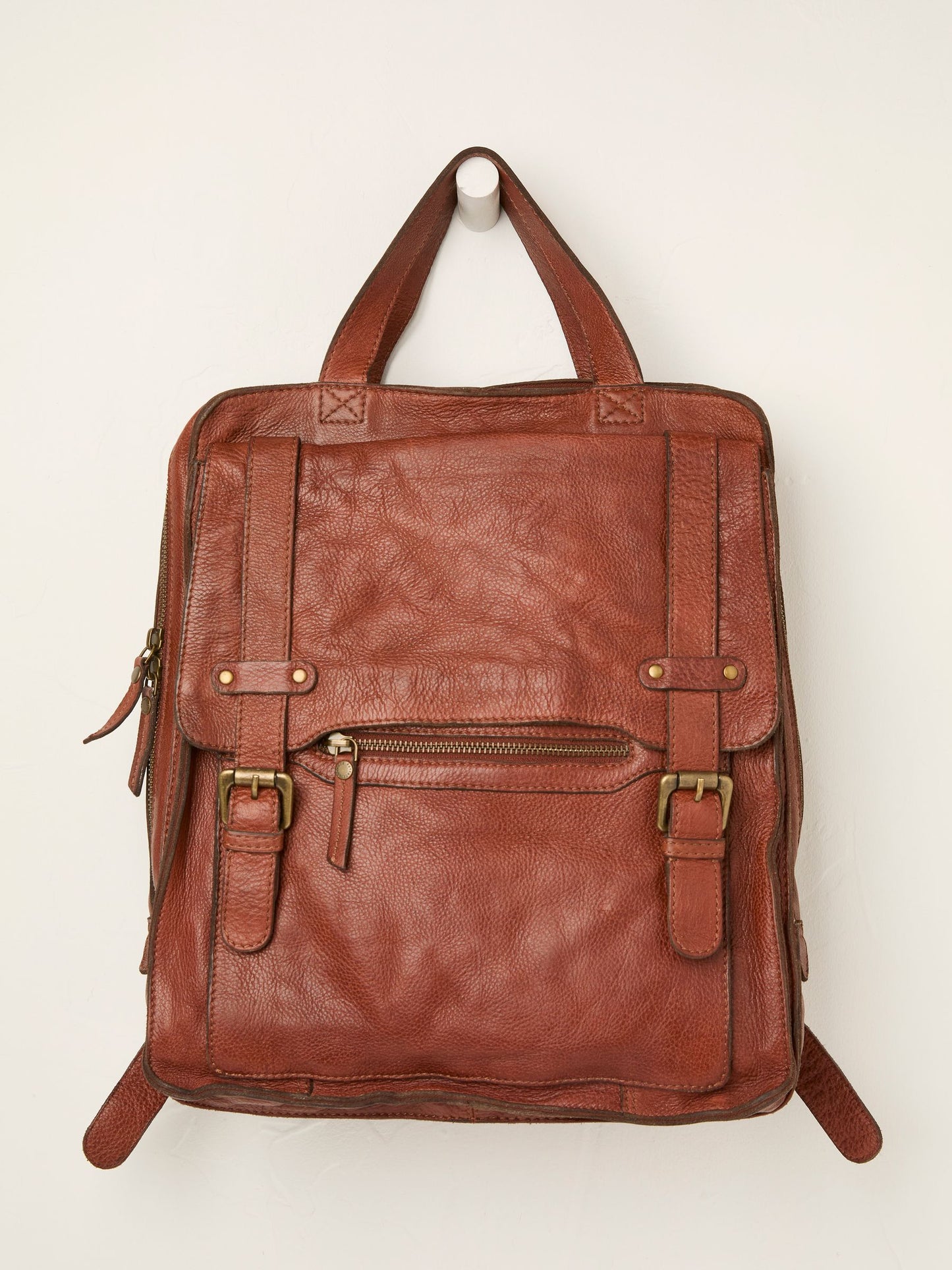 FatFace Chestnut Brown Leather Rucksack image 1