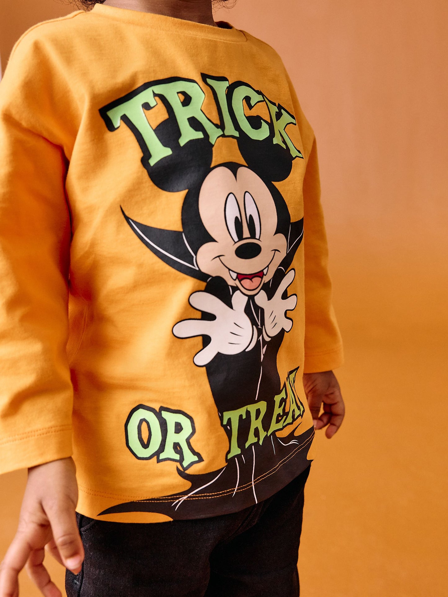 Orange Glow in the Dark Mickey Mouse Halloween Long Sleeve T-Shirt (3mths-8yrs) image 4