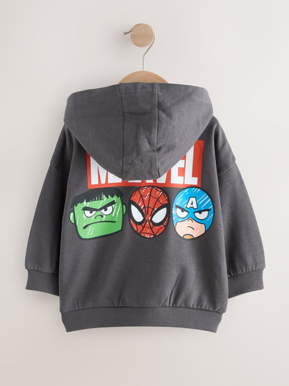 Black Marvel Zip Through Hoodie (9mths-8yrs)