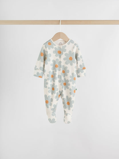 Sage Green Floral Baby Sleepsuits 5 Pack (0mths-2yrs) image 3