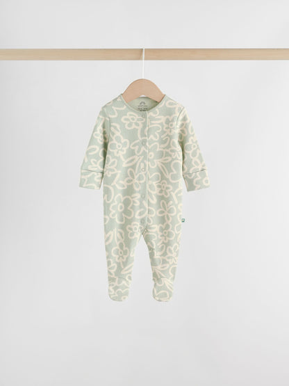 Sage Green Floral Baby Sleepsuits 5 Pack (0mths-2yrs) image 7