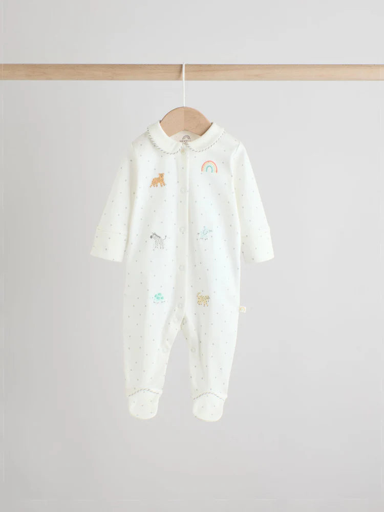 White Ground Sleepsuits 3 Pack (0-2yrs)