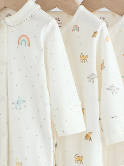 White Ground Sleepsuits 3 Pack (0-2yrs)