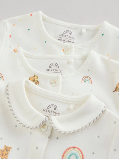White Ground Sleepsuits 3 Pack (0-2yrs)