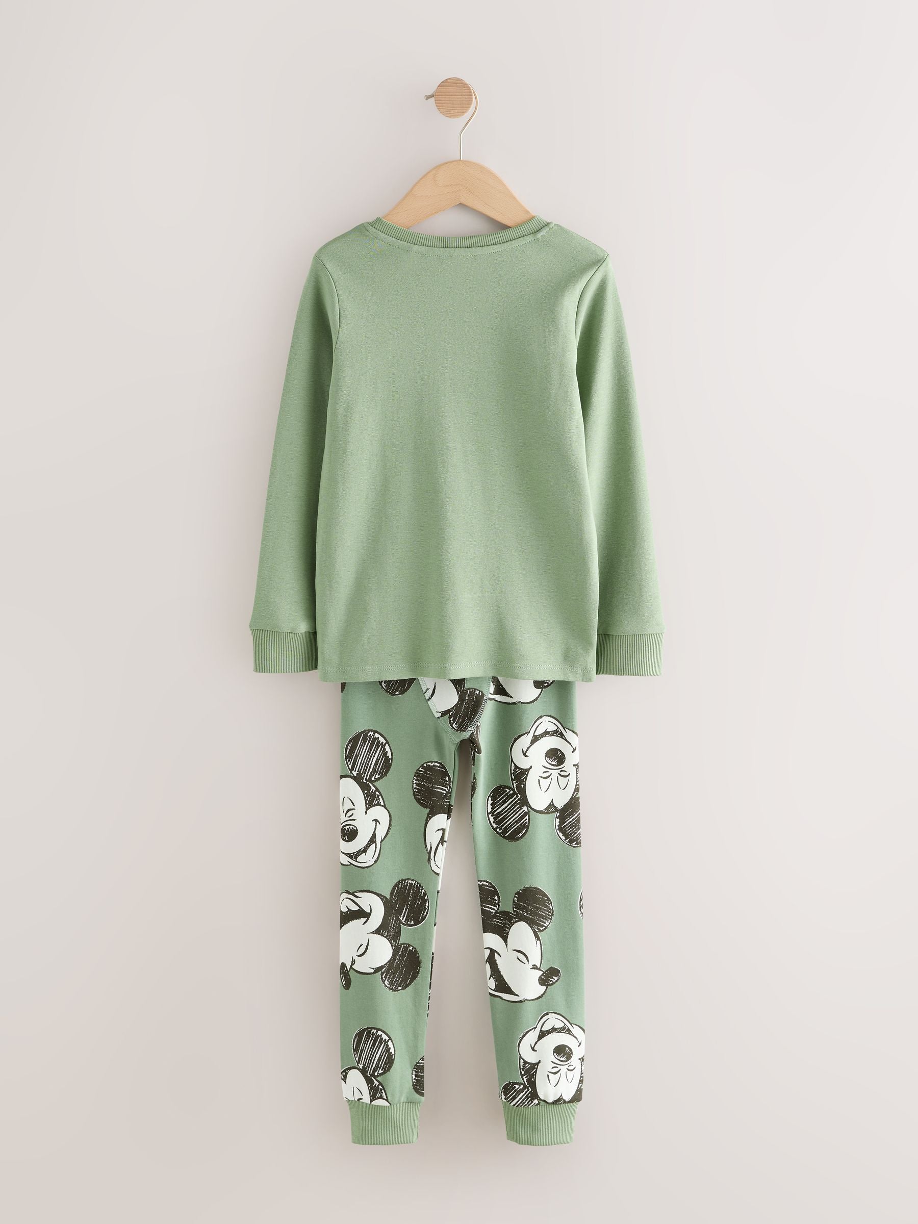 Dsiney Kidz - Green/Ecru Mickey Mouse Snuggle Pyjamas 3 Pack (9mths-10yrs) image 4