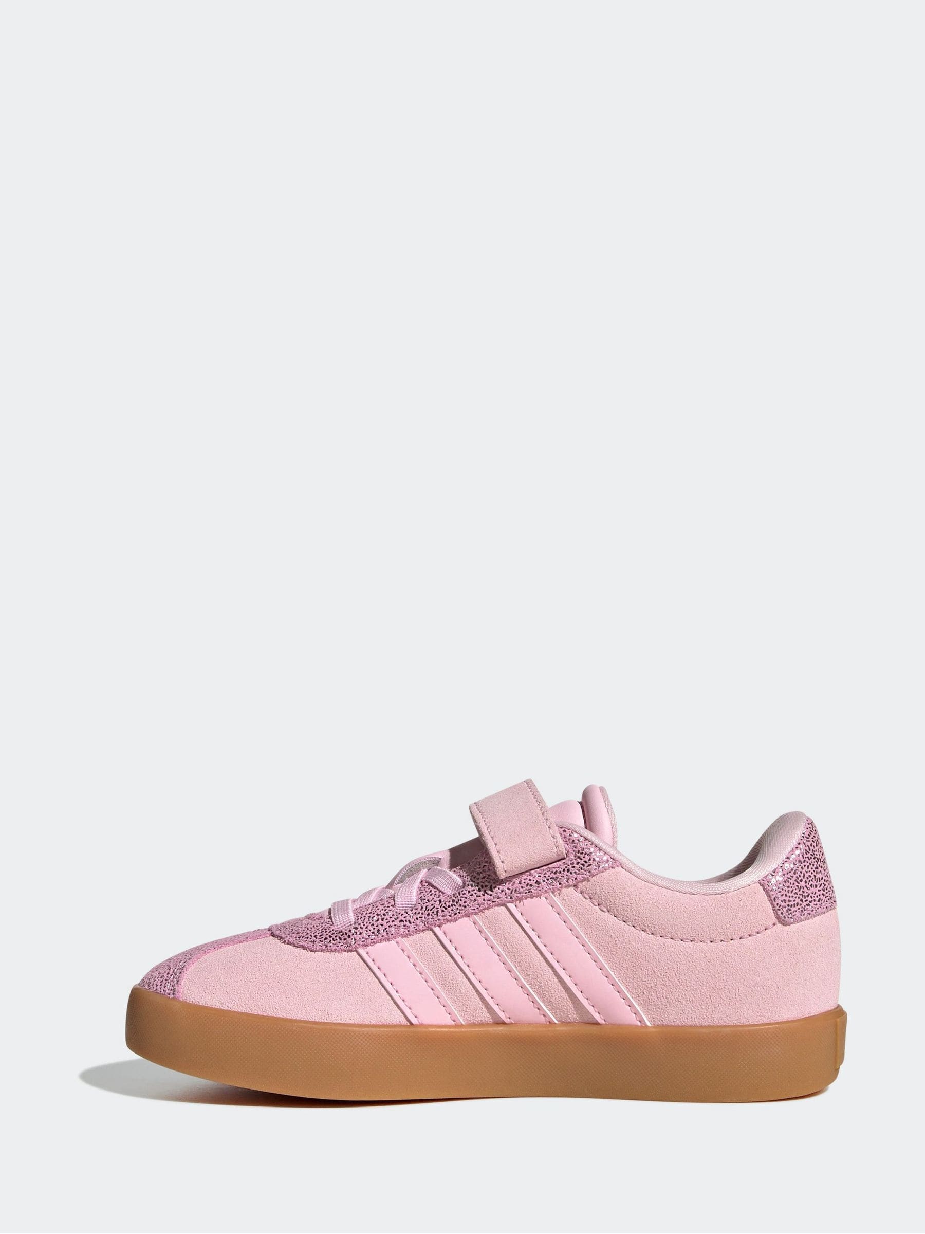 adidas Pink VL Court 3.0 Elastic Lace Kids Trainers image 2