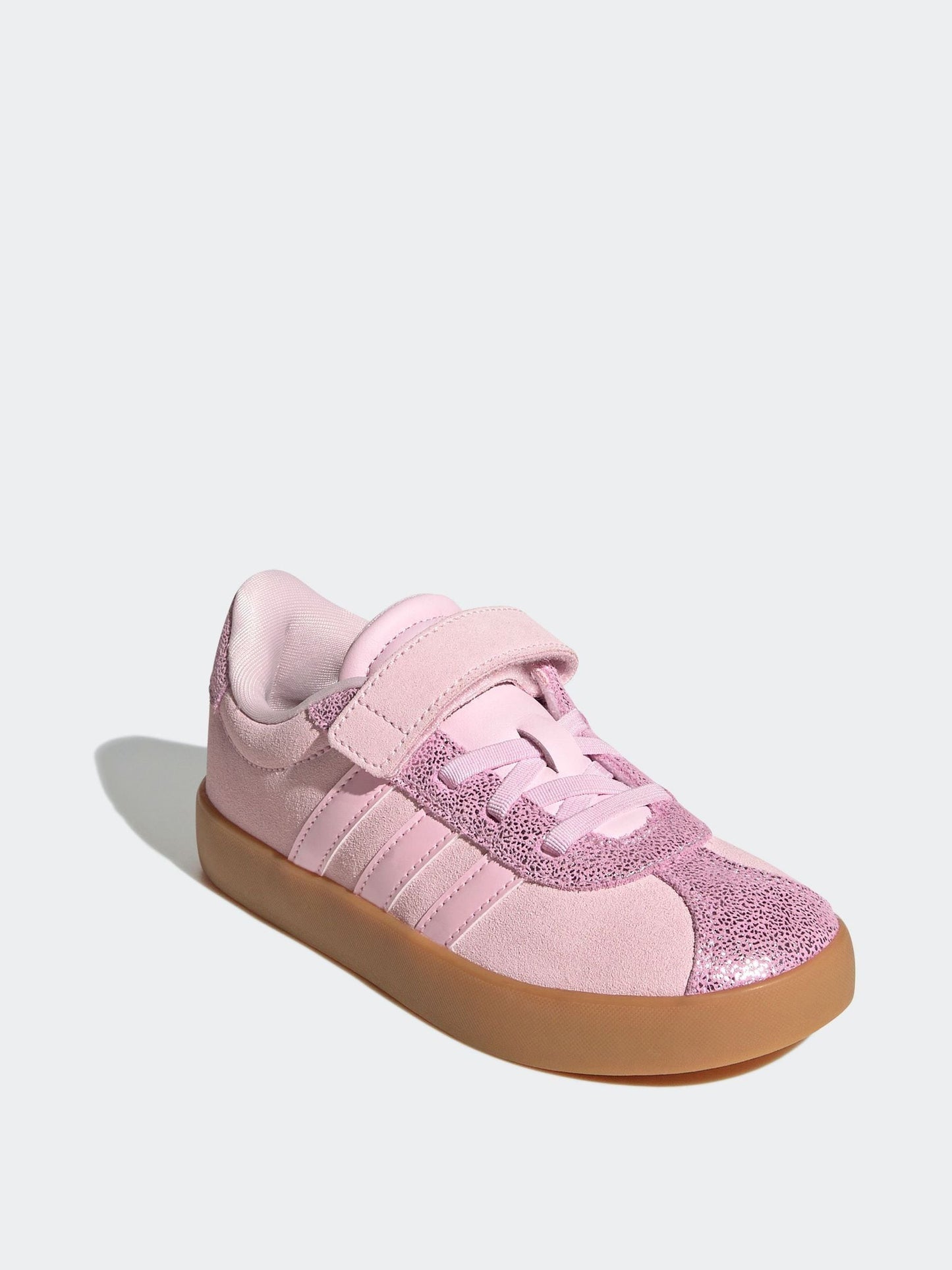 adidas Pink VL Court 3.0 Elastic Lace Kids Trainers image 3
