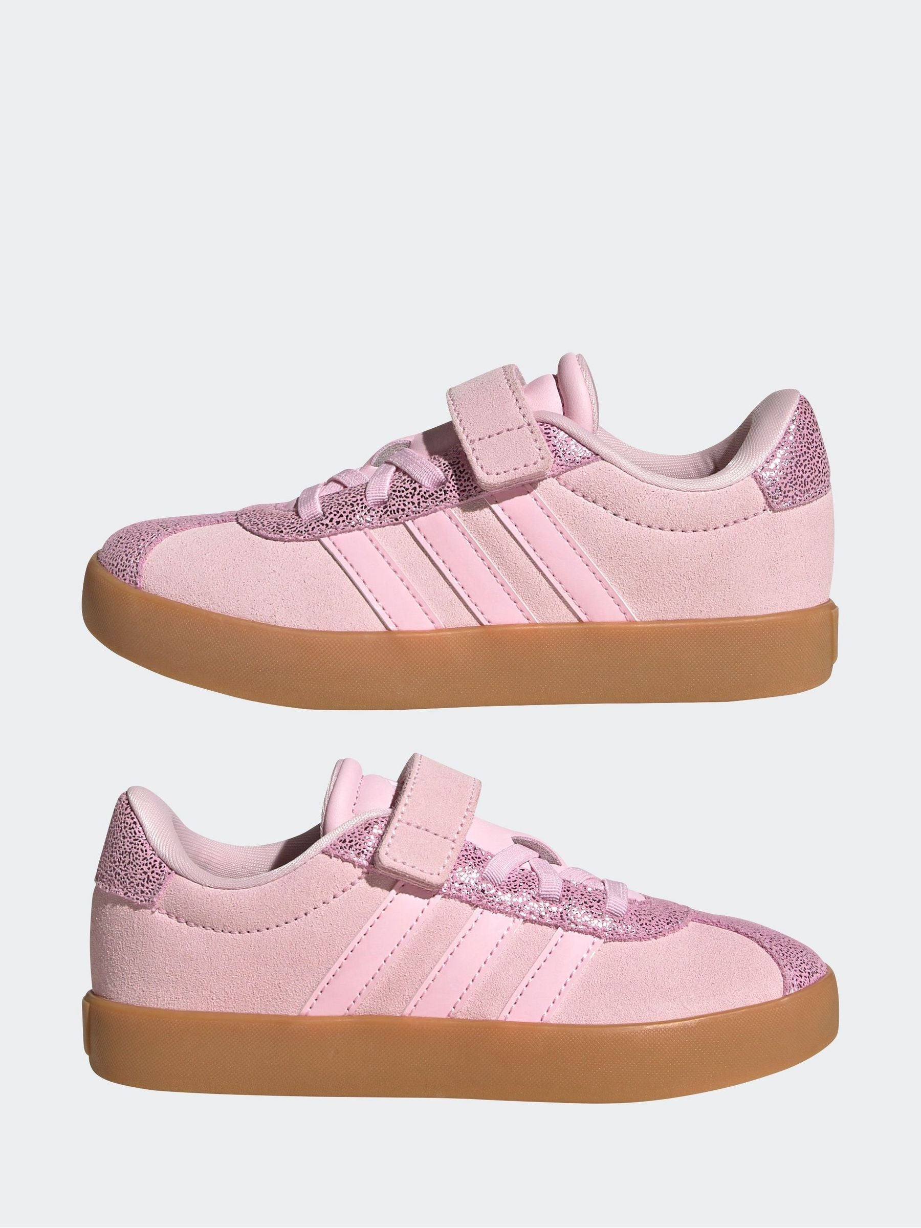 adidas Pink VL Court 3.0 Elastic Lace Kids Trainers image 5