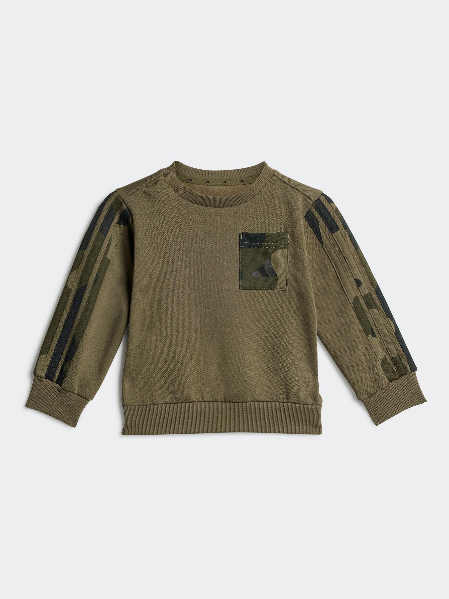 adidas Green Essentials Camo Fleece Infant Kids Sweatshirt & Joggers Set image 2