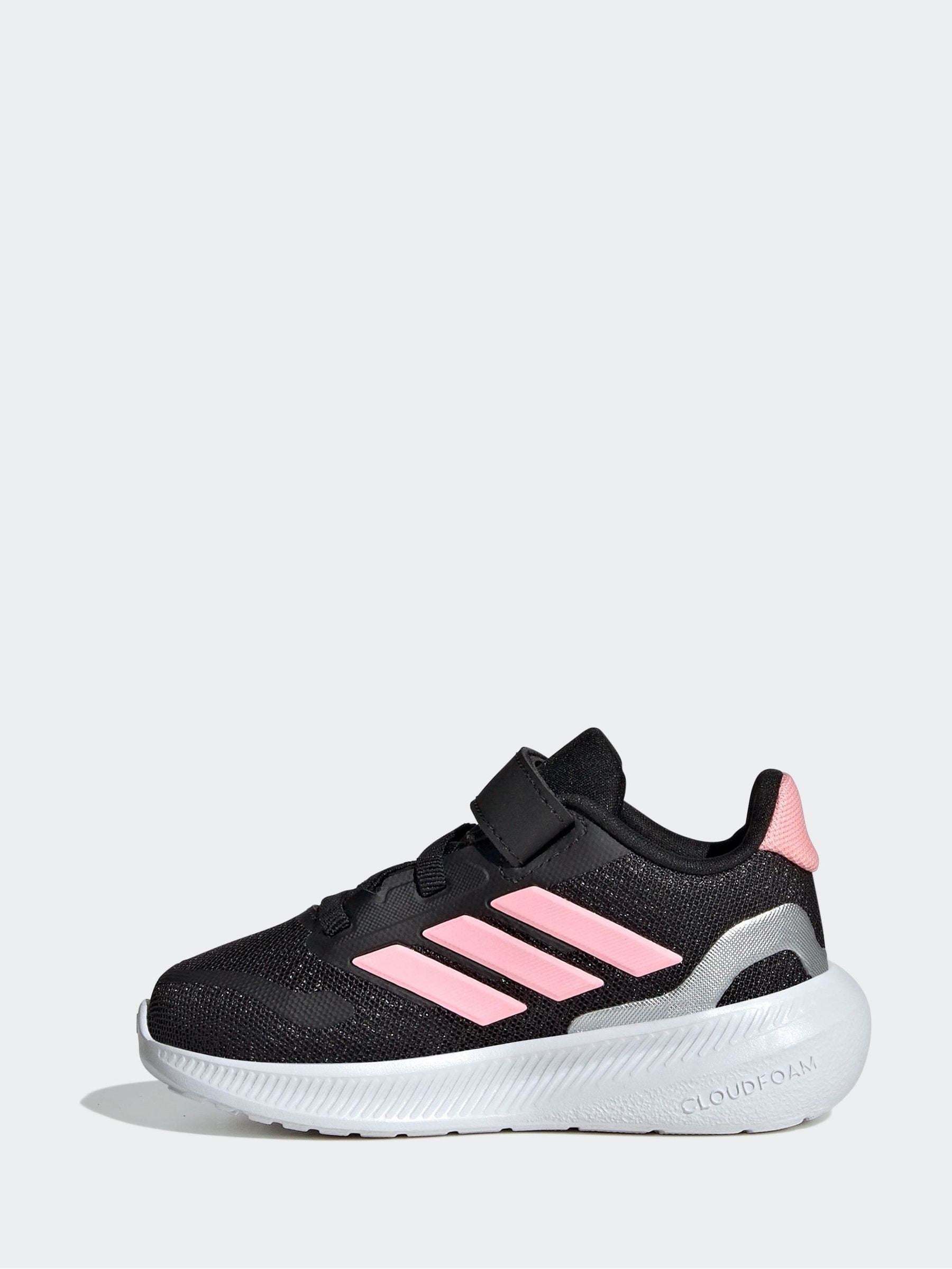 adidas Black/Pink Runfalcon 5 Hook and Loop Easy On Infant Trainers image 3