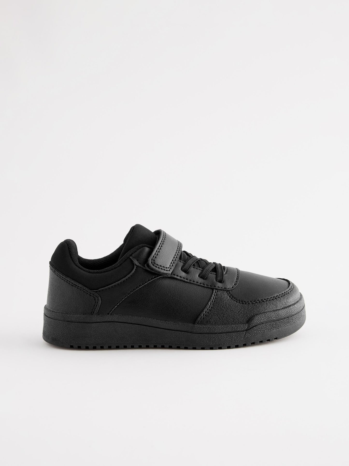 Black Extra Wide Fit (H) 1 Strap Elastic Lace School Shoes Trainers image 2