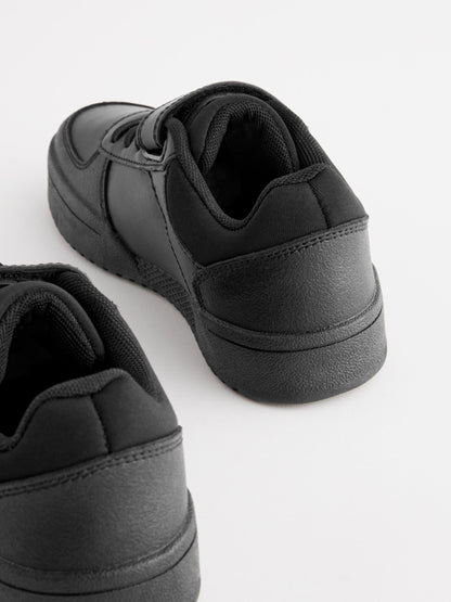 Black Extra Wide Fit (H) 1 Strap Elastic Lace School Shoes Trainers image 5