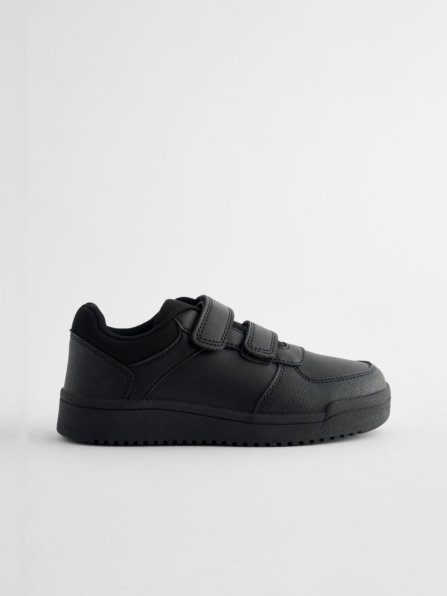 Black Extra Wide Fit (H) 2 Straps Touch Fastening School Shoes image 1