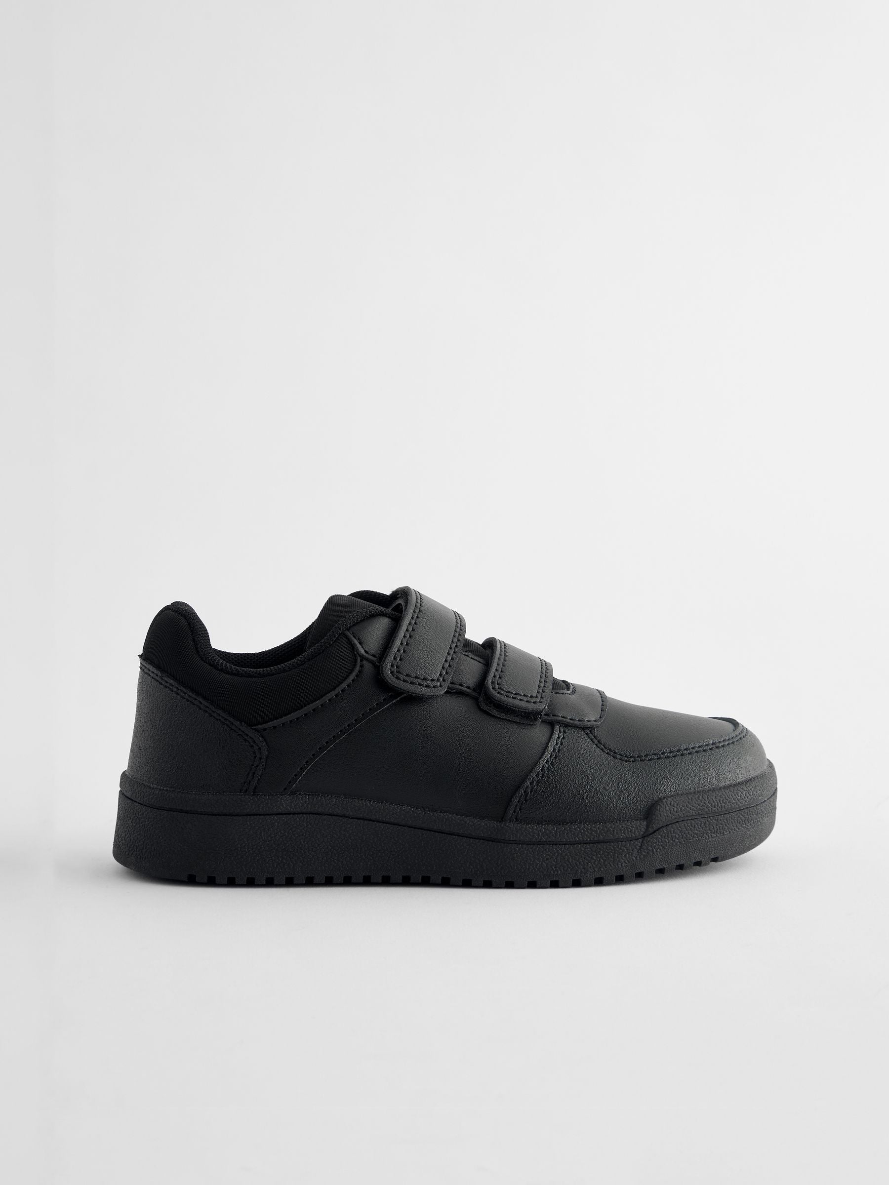 Black Extra Wide Fit (H) 2 Straps Touch Fastening School Shoes image 1