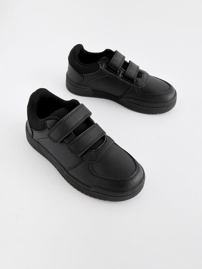 Black Extra Wide Fit (H) 2 Straps Touch Fastening School Shoes image 2