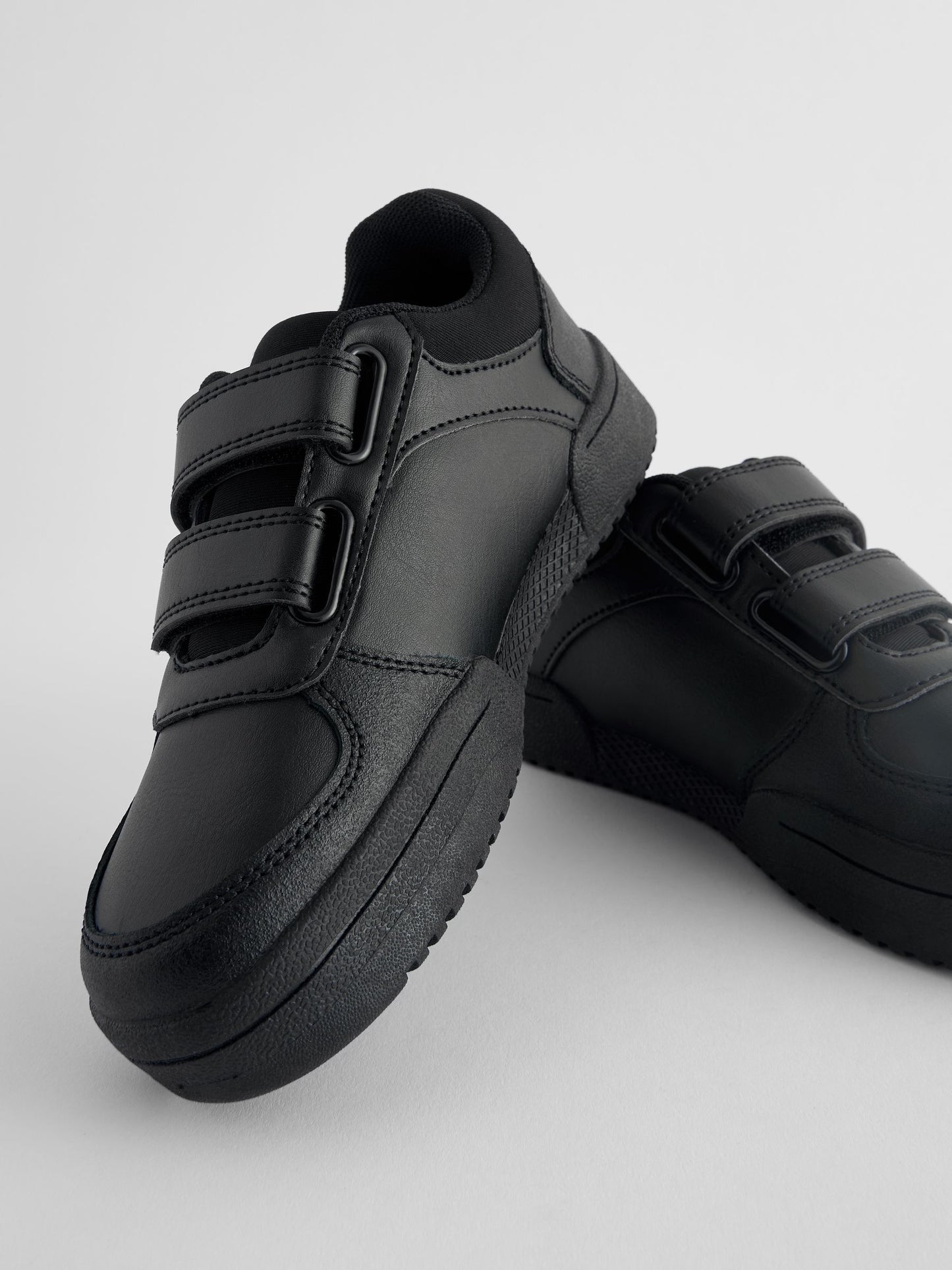 Black Extra Wide Fit (H) 2 Straps Touch Fastening School Shoes image 3