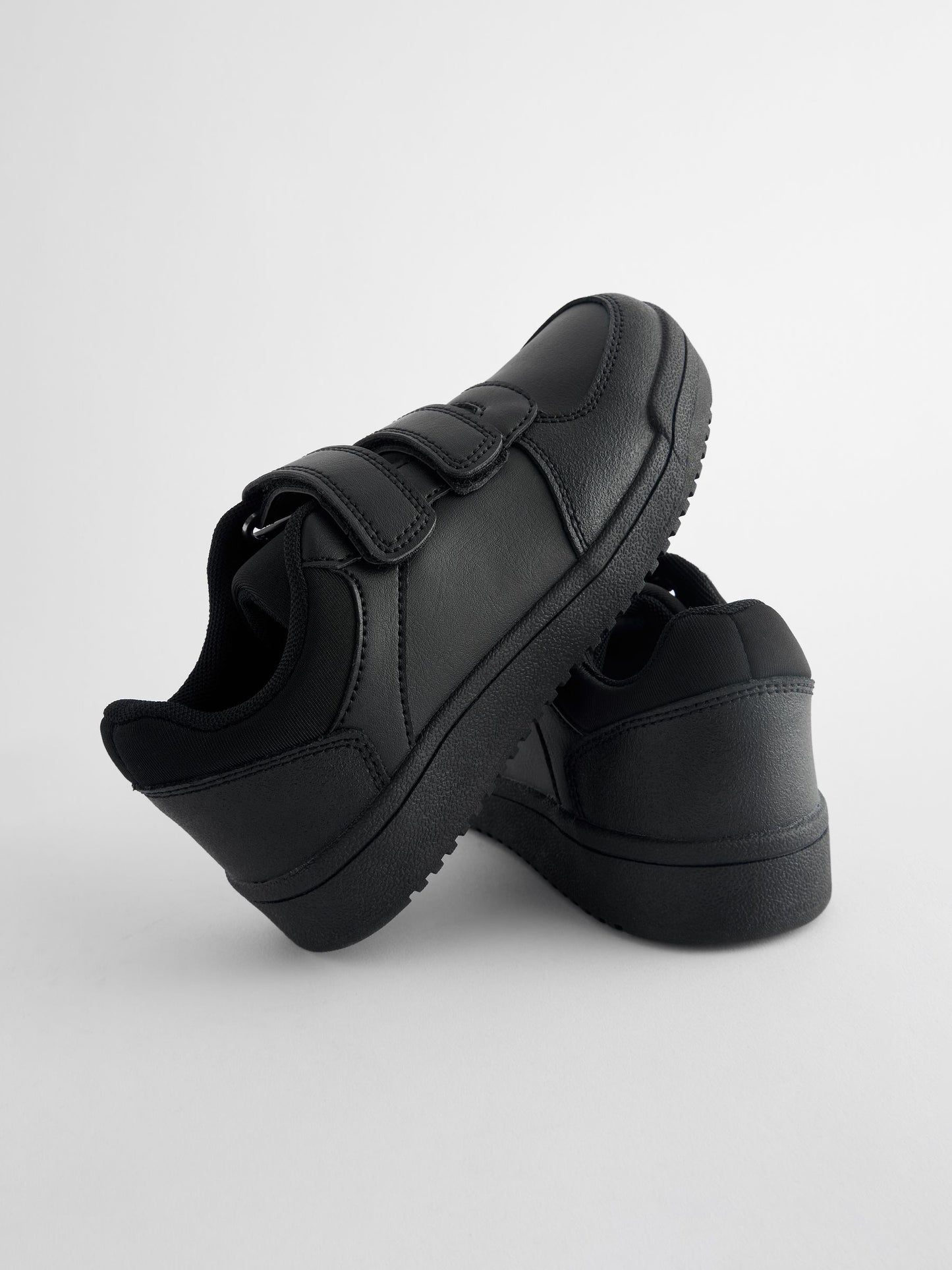 Black Extra Wide Fit (H) 2 Straps Touch Fastening School Shoes image 4