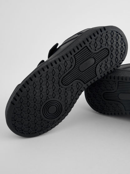 Black Extra Wide Fit (H) 2 Straps Touch Fastening School Shoes image 5
