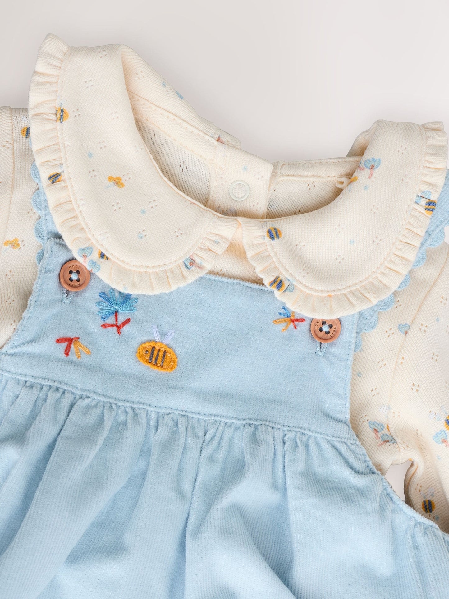 Blue Character Baby Cord Pinafore Long Sleeve Bodysuit & Tights Set (0mths-2yrs)
