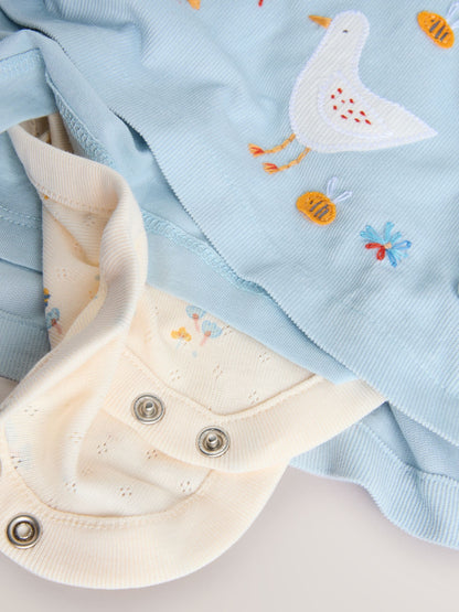 Blue Character Baby Cord Pinafore Long Sleeve Bodysuit & Tights Set (0mths-2yrs)