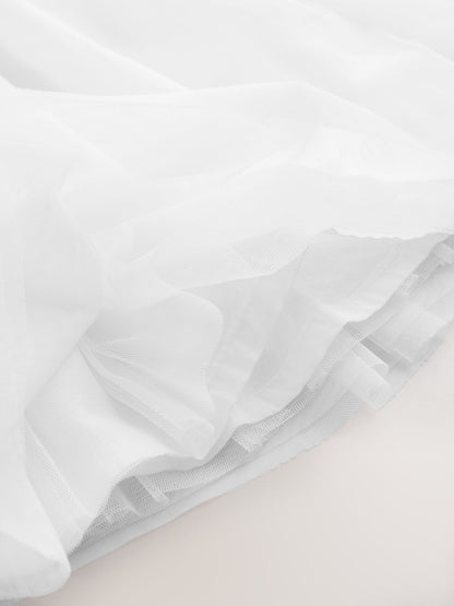 White Mesh Baby Dress (0mths-2yrs)