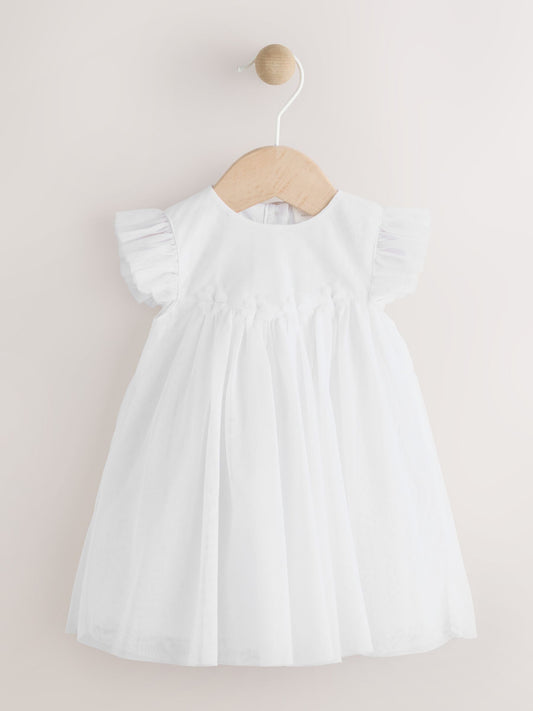 White Mesh Baby Dress (0mths-2yrs) image 1