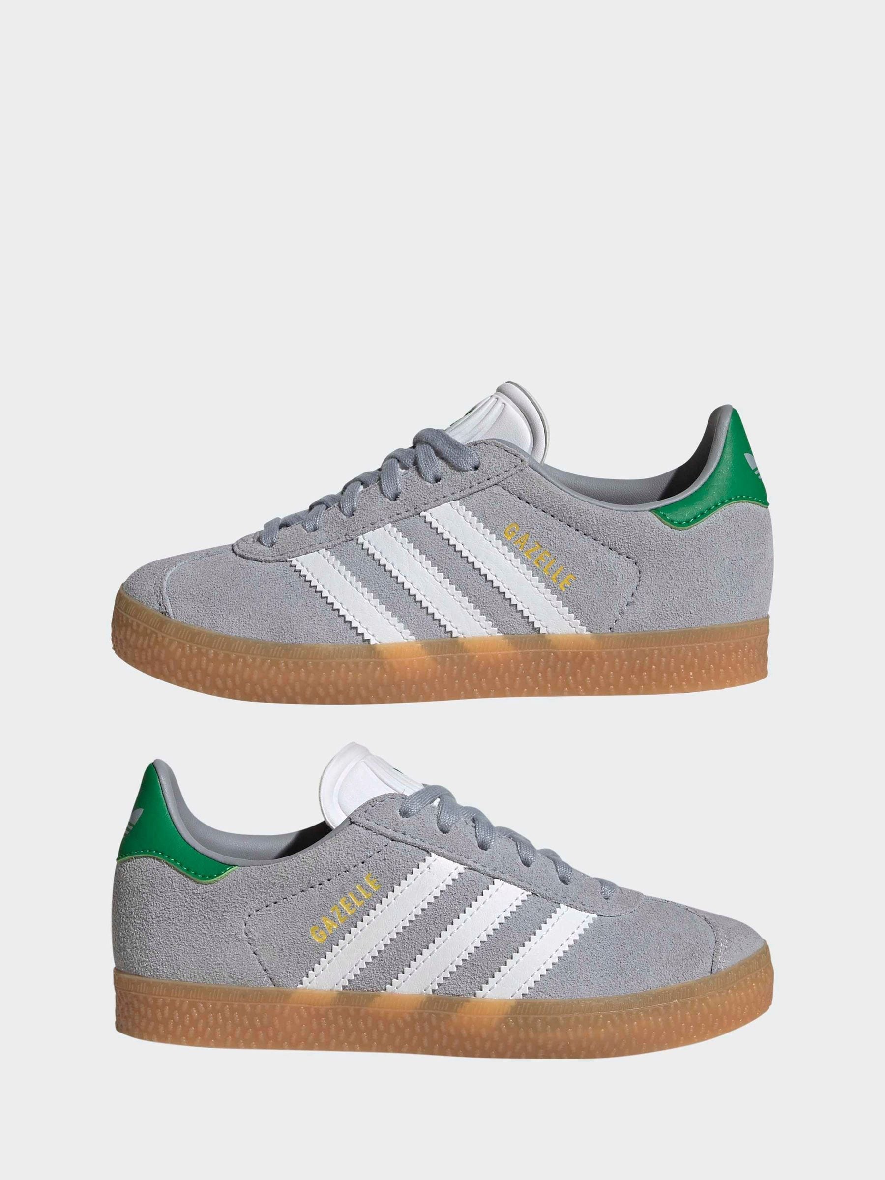 adidas Originals Grey/White Gazelle Kids Trainers image 3