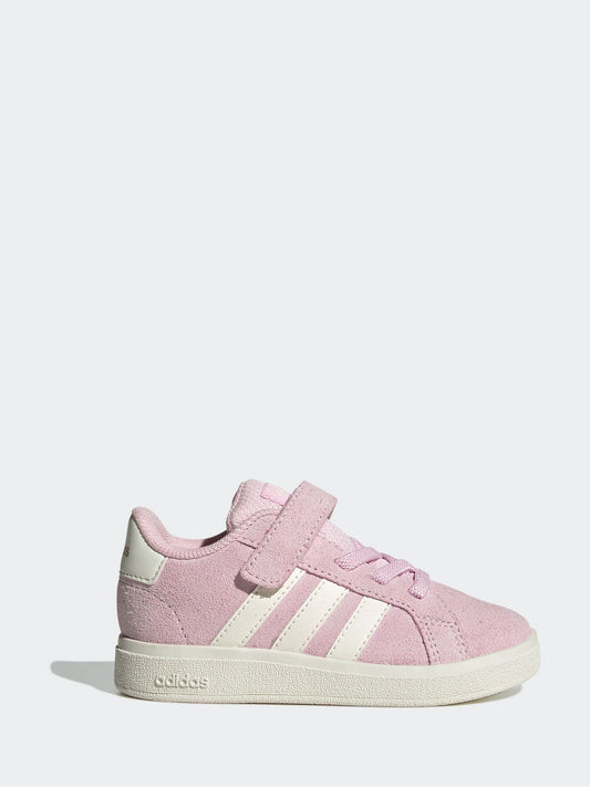 adidas Pink/White Grand Court 2.0 Elastic Lace Infant Trainers image 1