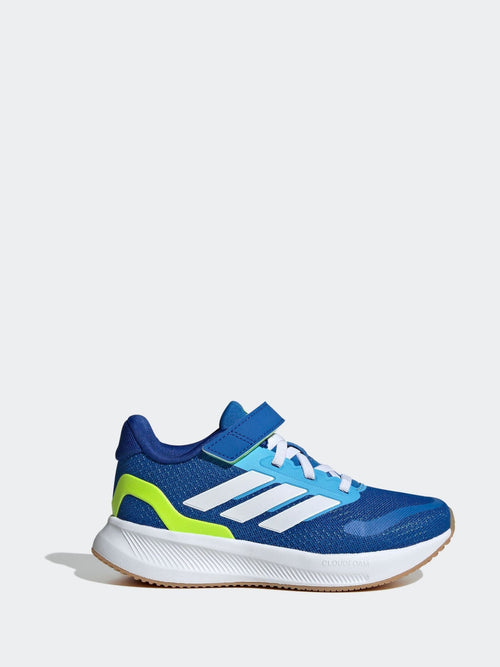 adidas Blue/Lime Runfalcon 5 Elastic Lace Running Kids Trainers image 1