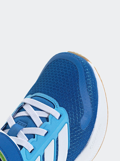 adidas Blue/Lime Runfalcon 5 Elastic Lace Running Kids Trainers image 2