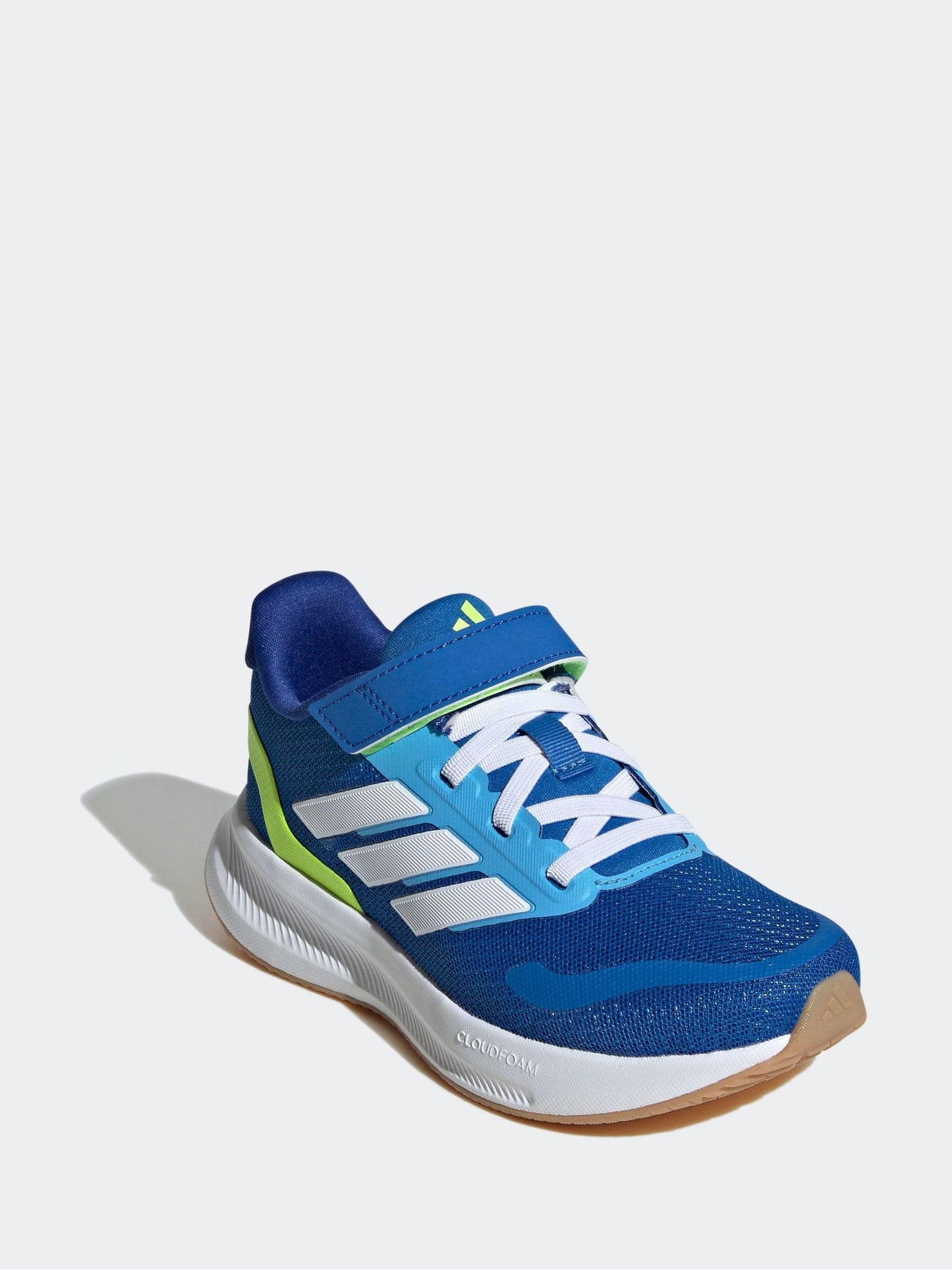 adidas Blue/Lime Runfalcon 5 Elastic Lace Running Kids Trainers image 3