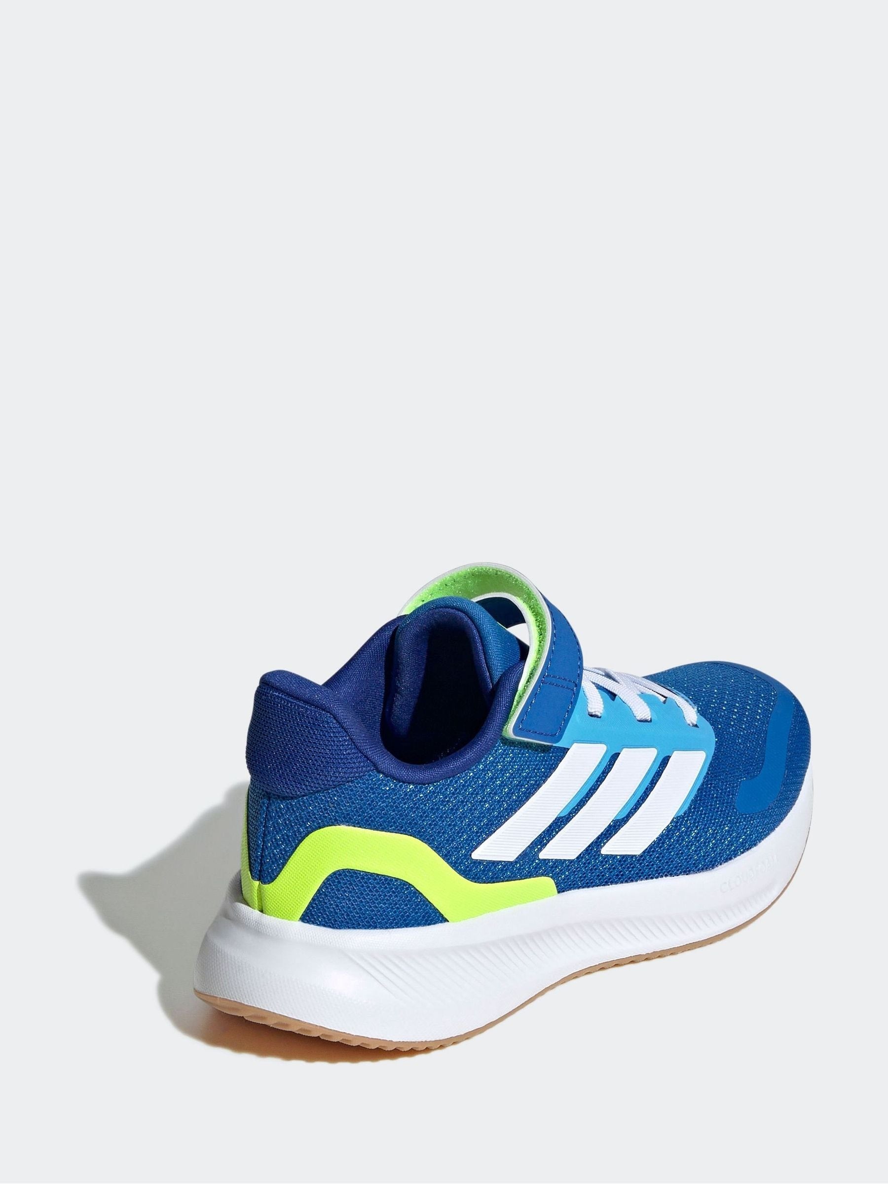 adidas Blue/Lime Runfalcon 5 Elastic Lace Running Kids Trainers image 4