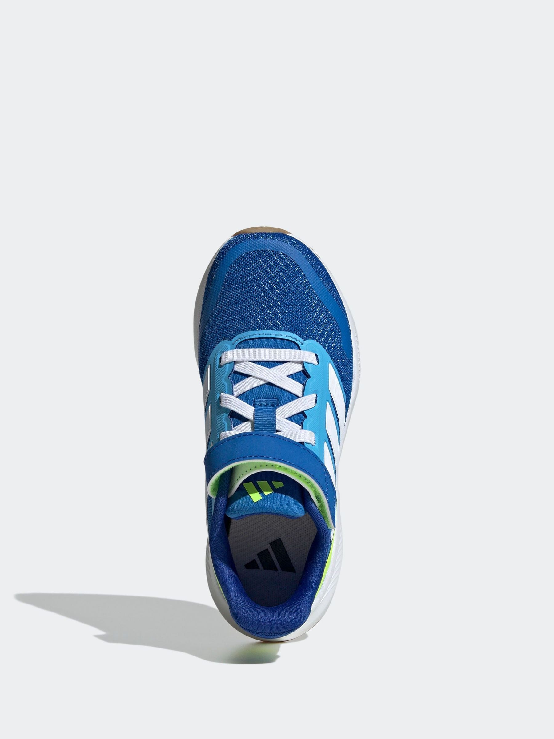 adidas Blue/Lime Runfalcon 5 Elastic Lace Running Kids Trainers image 7