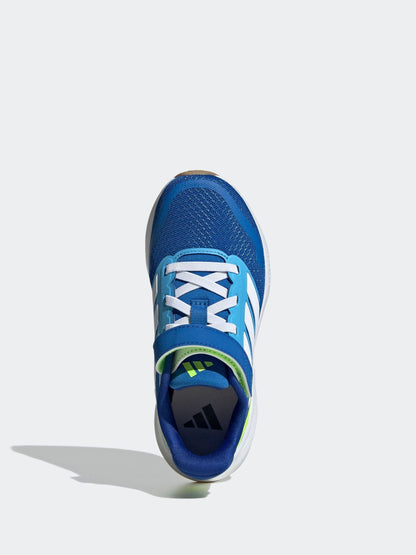 adidas Blue/Lime Runfalcon 5 Elastic Lace Running Kids Trainers image 7