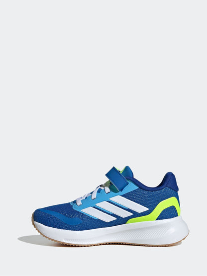 adidas Blue/Lime Runfalcon 5 Elastic Lace Running Kids Trainers image 9