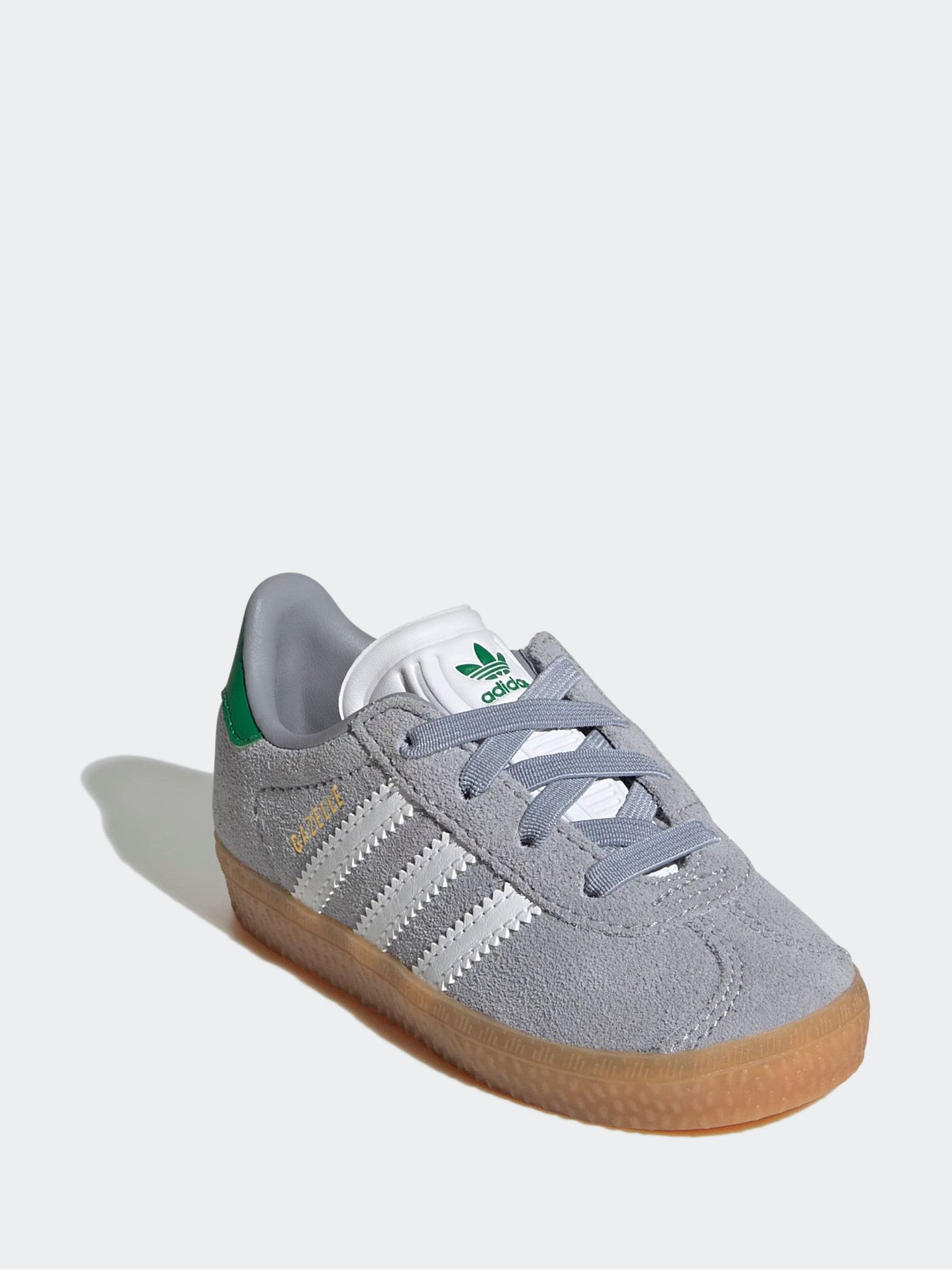 adidas Originals Grey Gazelle Comfort Closure Elastic Laces Infant Trainers image 3