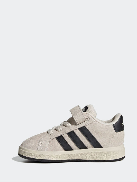 adidas Ash Grey Grand Court 2.0 Elastic Lace Infant Trainers image 2